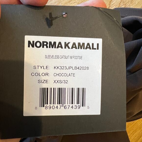 NORMA KAMALI Women's Sleeveless Catsuit With Footsie Size XXS/32 In Chocolate - Picture 14 of 15